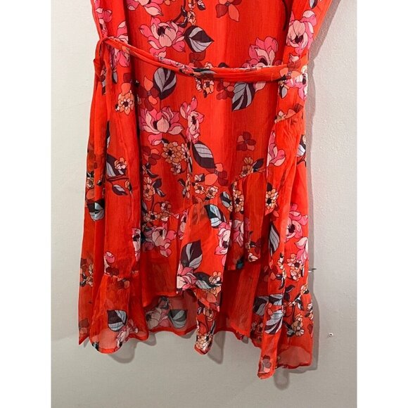 A New Day Dress XL Orange Floral Tiered Boho Western Retro Feminine Preppy 80s - Picture 5 of 13
